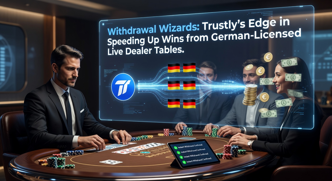 Detaillierte Darstellung eines Trustly-Auszahlungsprozesses mit Zeitachse, Bank-Integration und Live-Dealer-Symbolen auf einem Smartphone-Bildschirm